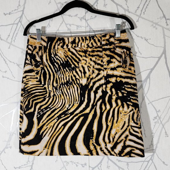 Etcetera Tiger Print Fine Tooth Corduroy Mini Skirt - Picture 1 of 3